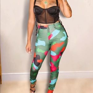 High Waisted Multi Colored Pants